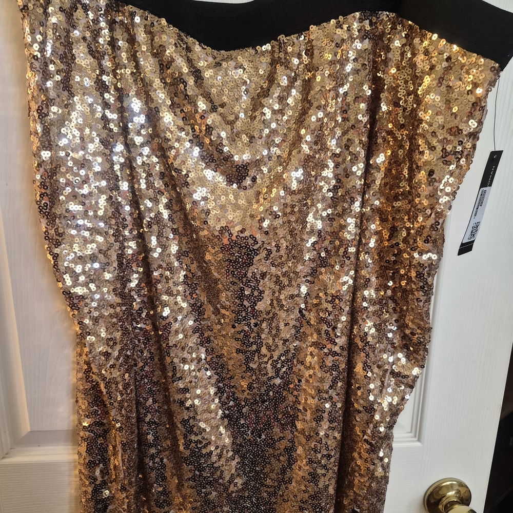 Worthington Gold Sequin Midi Skirt